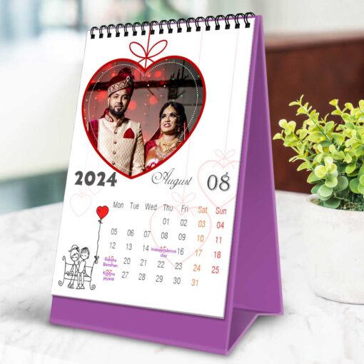2024 Personalized Desktop Calendar |Table top Photo Calendar | 7 x 5 Inches Vertical Design 01 10