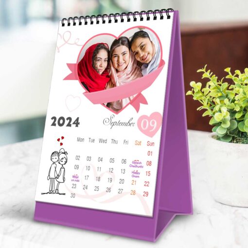 2024 Personalized Desktop Calendar |Table top Photo Calendar | 7 x 5 Inches Vertical Design 01 11