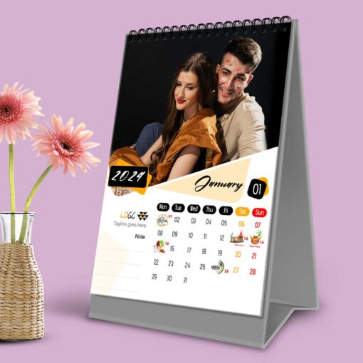 2024 Personalized Desktop Calendar | Table top Photo Calendar | 9 x 6 Inches Vertical Design 01 1