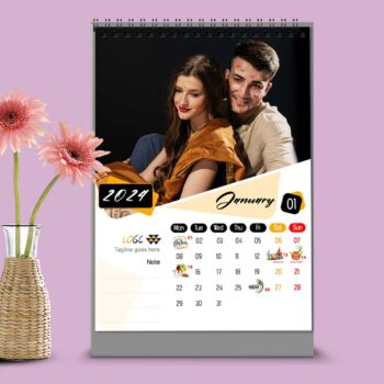 2024 Personalized Desktop Calendar | Table top Photo Calendar | 9 x 6 Inches Vertical Design 01 17