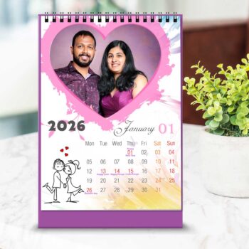 Alternative view of 2026 Personalized Desktop Calendar |Table top Photo Calendar | 7 x 5 Inches Vertical Design 01