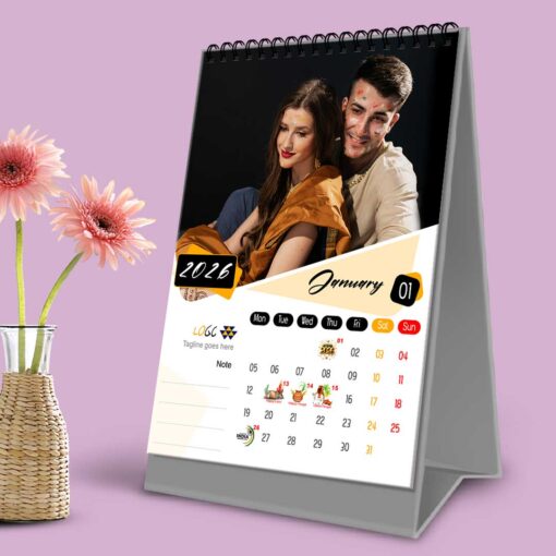 2026 Personalized Desktop Calendar | Table top Photo Calendar | 9 x 6 Inches Vertical Design 01
