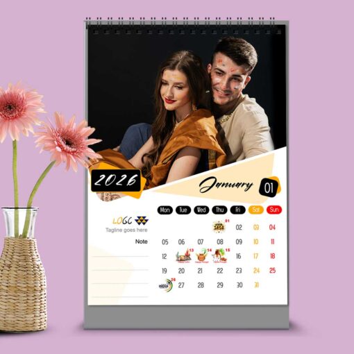 2026 Personalized Desktop Calendar | Table top Photo Calendar | 9 x 6 Inches Vertical Design 01 - Image 2