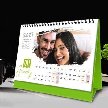 2027 Personalized Desktop Calendar | Table top Photo Calendar | 6 x 4 Inches Horizontal Design 01