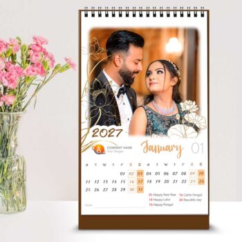 Alternative view of 2027 Personalized Desktop Calendar | Table top Photo Calendar | 6 x 4 Inches Vertical Design 01