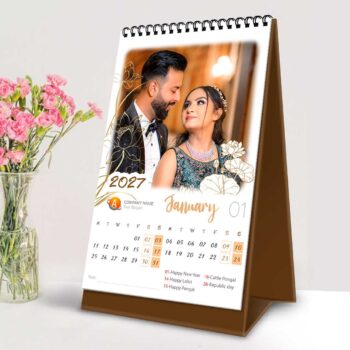 2027 Personalized Desktop Calendar | Table top Photo Calendar | 6 x 4 Inches Vertical Design 01