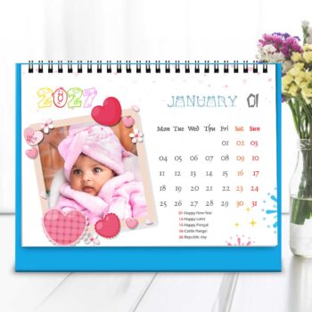 Alternative view of 2027 Personalized Desktop Calendar |Table top Photo Calendar | 7 x 5 Inches Horizontal Design 01