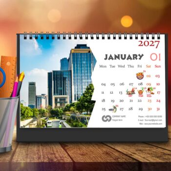 Alternative view of 2027 Personalized Desktop Calendar | Table top Photo Calendar | 9 x 6 Inches Horizontal Design 11