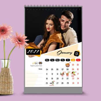 Alternative view of 2027 Personalized Desktop Calendar | Table top Photo Calendar | 9 x 6 Inches Vertical Design 01