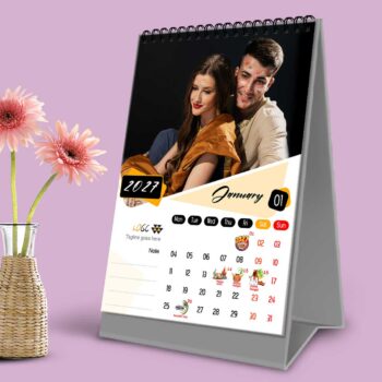 2027 Personalized Desktop Calendar | Table top Photo Calendar | 9 x 6 Inches Vertical Design 01