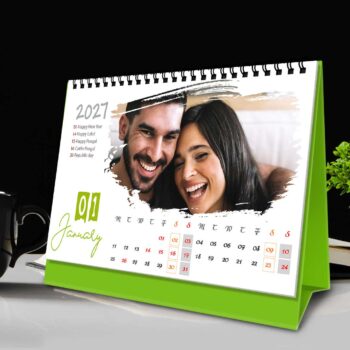 2027 Personalized Desktop Calendar | Table top Photo Calendar | 6 x 4 Inches Horizontal Design 01