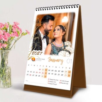 2027 Personalized Desktop Calendar | Table top Photo Calendar | 6 x 4 Inches Vertical Design 01