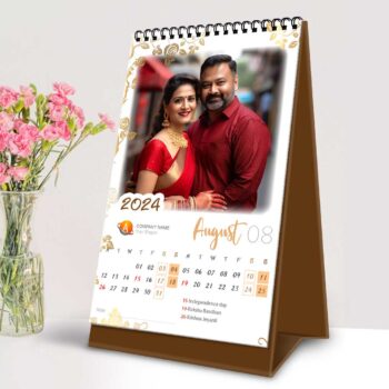2024 Personalized Desktop Calendar | Table top Photo Calendar | 6 x 4 Inches Vertical Design 01 24