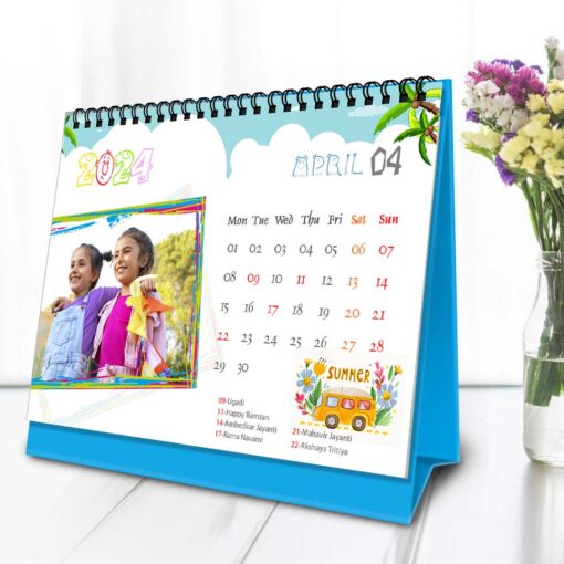 2024 Personalized Desktop Calendar |Table top Photo Calendar | 7 x 5 Inches Horizontal Design 01 6