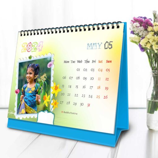 2024 Personalized Desktop Calendar |Table top Photo Calendar | 7 x 5 Inches Horizontal Design 01 7