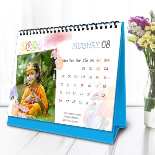 2024 Personalized Desktop Calendar |Table top Photo Calendar | 7 x 5 Inches Horizontal Design 01 10