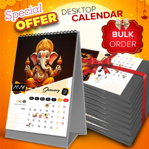 2026 Personalized Desktop Calendar | Table top Photo Calendar | 9 x 6 Inches Vertical | Bulk order Design 01