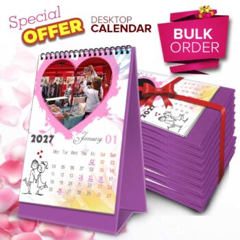 2027 Personalized Desktop Calendar |Table top Photo Calendar | 7 x 5 Inches Vertical | Bulk order Design 01