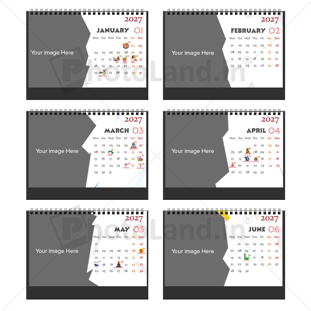 2027 Personalized Desktop Calendar | Table top Photo Calendar | 9 x 6 Inches Horizontal | Bulk order Design 11 - Image 2