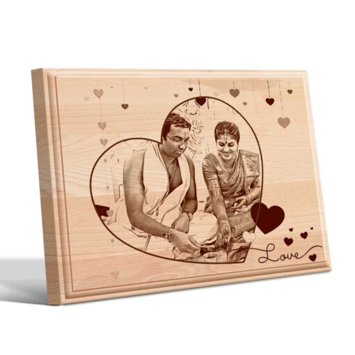 Personalized Valentines day Gifts (10x8 inches) | Engraved Plaques | Wooden Engraving Photo Frame | Design 3 1