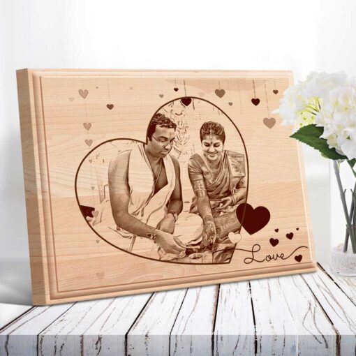 Personalized Valentines day Gifts (10x8 inches) | Engraved Plaques | Wooden Engraving Photo Frame | Design 3 2