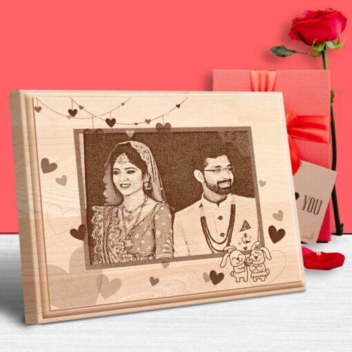Personalized Valentines day Gifts (10x8 inches) | Engraved Plaques | Wooden Engraving Photo Frame | Design 7 2