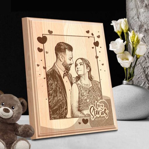 Personalized Valentines day Gifts (10x8 inches) | Engraved Plaques | Wooden Engraving Photo Frame | Design 8 2