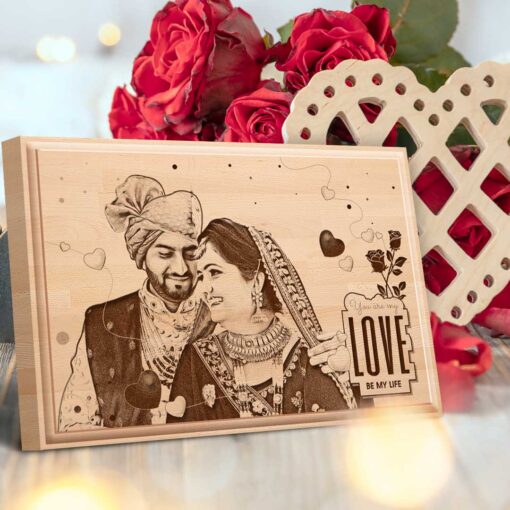 Personalized Valentines day Gifts (12x8 inches) | Engraved Plaques | Wooden Engraving Photo Frame | Design 2 2