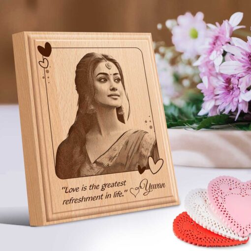 Personalized Valentines day Gifts (5×4 inches) | Engraved Plaques | Wooden Engraving Photo Frame | Design 2 2