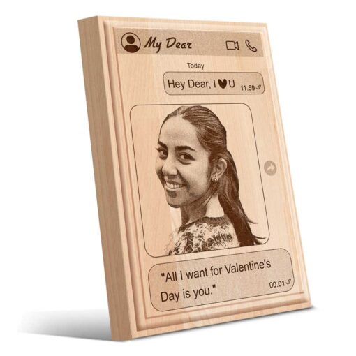 Personalized Valentines day Gifts (6×4 inches) | Engraved Plaques | Wooden Engraving Photo Frame | Design 2 1