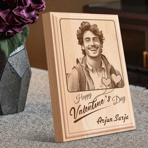 Personalized Valentines day Gifts (6×4 inches) | Engraved Plaques | Wooden Engraving Photo Frame | Design 3 2
