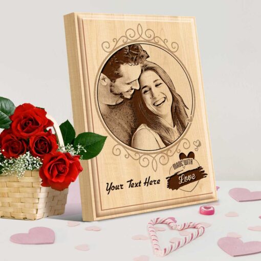 Personalized Valentines day Gifts (7x5 inches) | Engraved Plaques | Wooden Engraving Photo Frame | Design 4 2