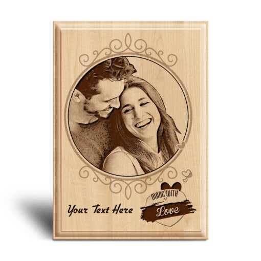 Personalized Valentines day Gifts (7x5 inches) | Engraved Plaques | Wooden Engraving Photo Frame | Design 4 3