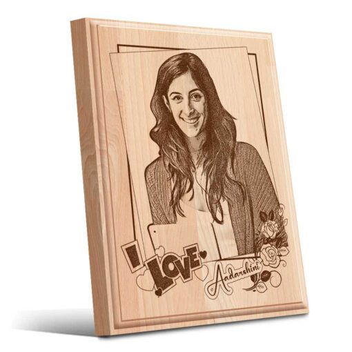 Personalized Valentines day Gifts (8x6 inches) | Engraved Plaques | Wooden Engraving Photo Frame | Design 2 1