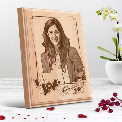 Personalized Valentines day Gifts (8x6 inches) | Engraved Plaques | Wooden Engraving Photo Frame | Design 2 2