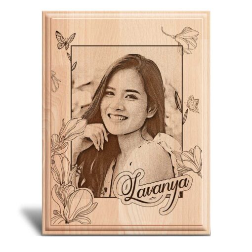 Personalized Valentines day Gifts (8x6 inches) | Engraved Plaques | Wooden Engraving Photo Frame | Design 3 3