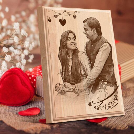 Personalized Valentines day Gifts (8x6 inches) | Engraved Plaques | Wooden Engraving Photo Frame | Design 5 2