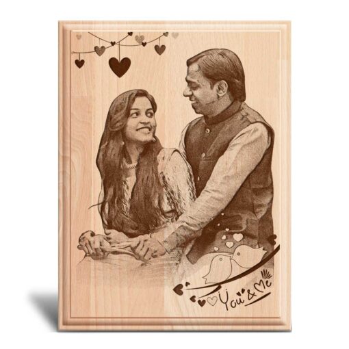 Personalized Valentines day Gifts (8x6 inches) | Engraved Plaques | Wooden Engraving Photo Frame | Design 5 3