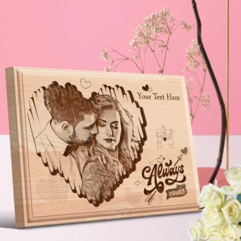 Personalized Valentines day Gifts (8x6 inches) | Engraved Plaques | Wooden Engraving Photo Frame | Design 6 7