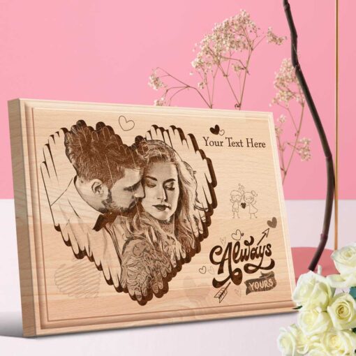 Personalized Valentines day Gifts (8x6 inches) | Engraved Plaques | Wooden Engraving Photo Frame | Design 6 3