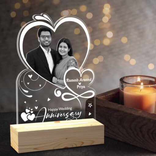 Personalized Anniversary Gifts | 3d Illusion Photo Lamp | Lovely Photo Gift (7x5 Inches)| Design 1 1
