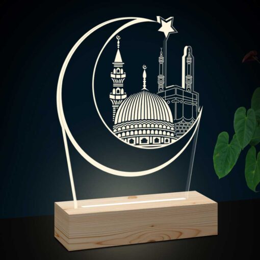 Personalized Makkah Madina Gifts | Eid Mubarak Decorative Photo Lamp | Custom Led Night Lamp (7x5)| Design 1 2