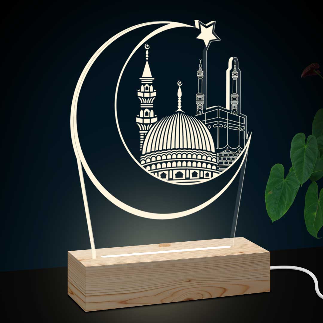 Personalized Makkah Madina Gifts | Eid Mubarak Decorative Photo Lamp | Custom Led Night Lamp (7x5)| Design 1 2 Personalized Makkah Madina Gifts | Eid Mubarak Decorative Photo Lamp  | Custom Led Night Lamp (7x5)| Design 1 - Image 2