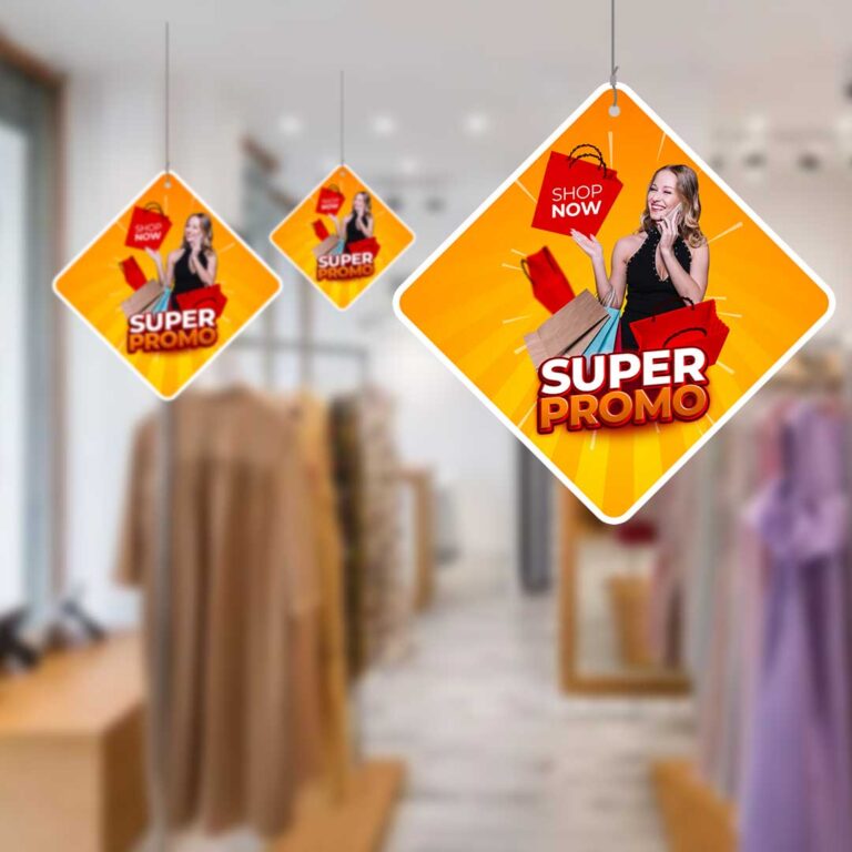 Dangler Shape Custom Danglers Printing | Square Shape Hanging Dangler | Design-2 ...