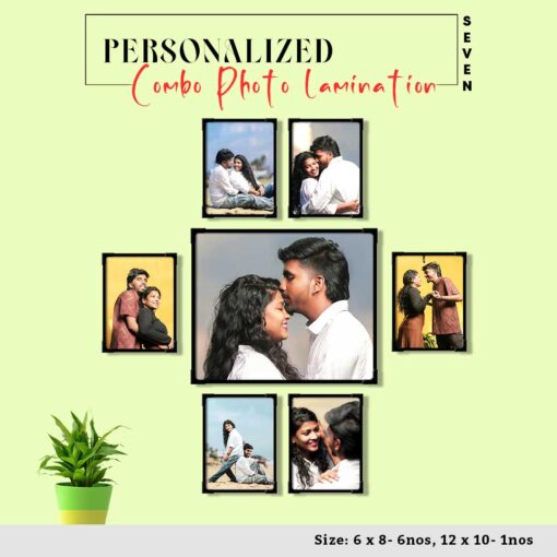 Personalized Combo Gift | Collage Photo Frame Lamination | Pack of 7