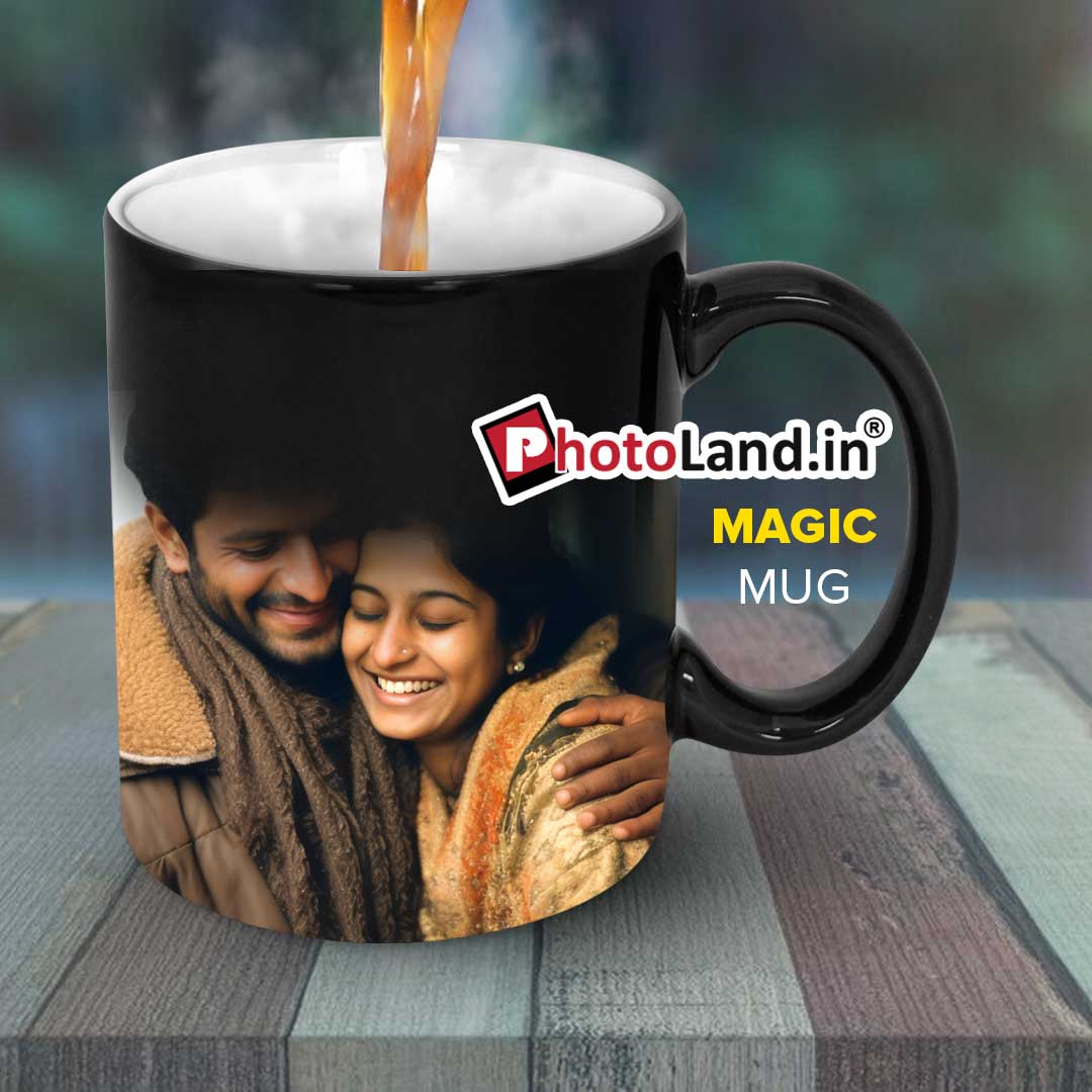 Personalized Romantic gifts for her | Black Magic Mug with Photo | Custom Magic Mug - Image 2