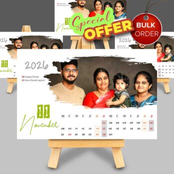 2026 Personalized Easel Calendar 6 x 4 Inches Horizontal | Bulk order Design 01