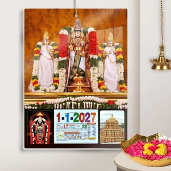 Alternative view of 2027 Personalized Daily Calendar - Acrylic Tamil Daily Sheet Calendar with God Perumal Thayar Lakshmi