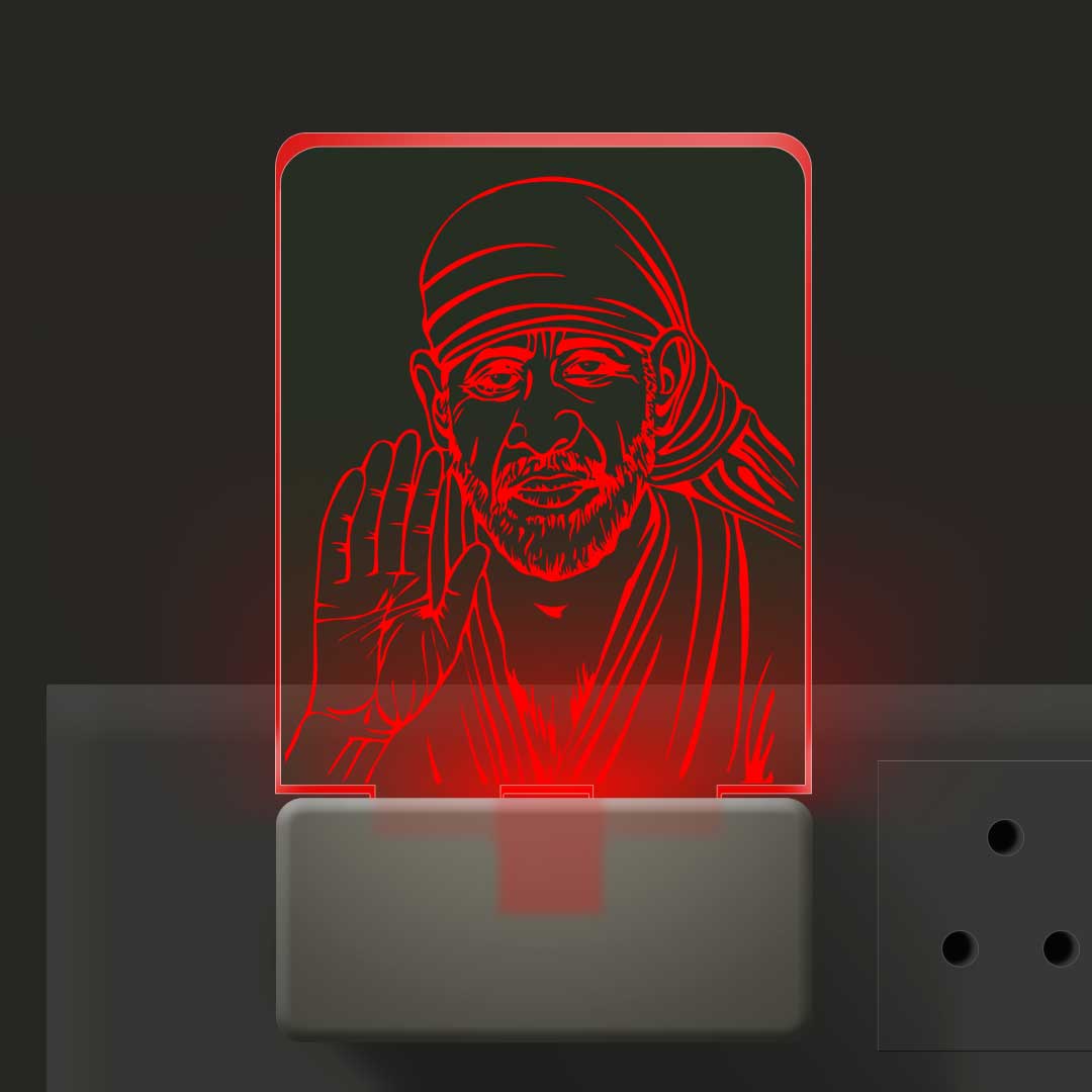 3d Illusion Led Plug Lamp | 3 d Led Night Lamp | Sai Baba