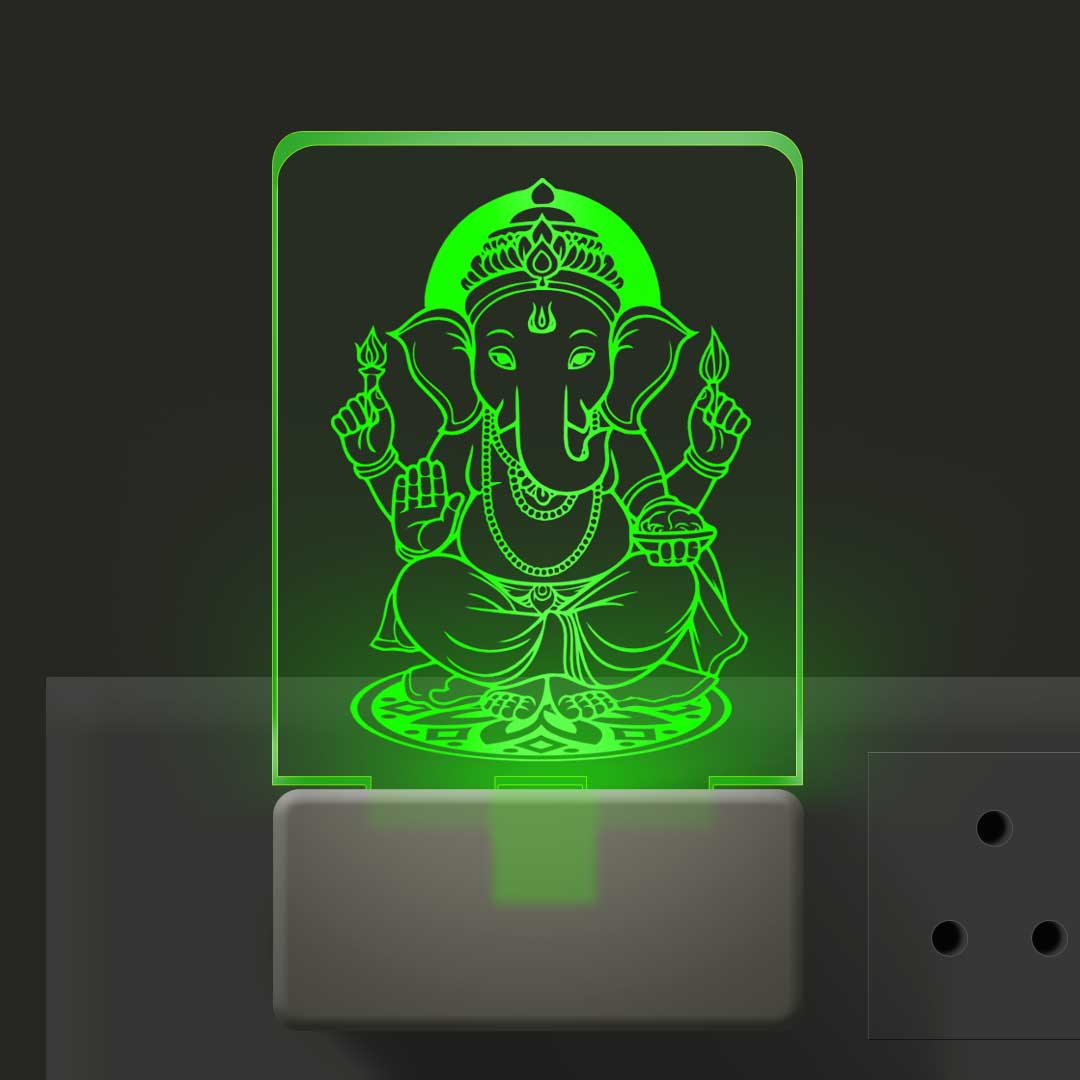 3d Illusion Led Plug Lamp | 3 d Led Night Lamp | God Ganapathi